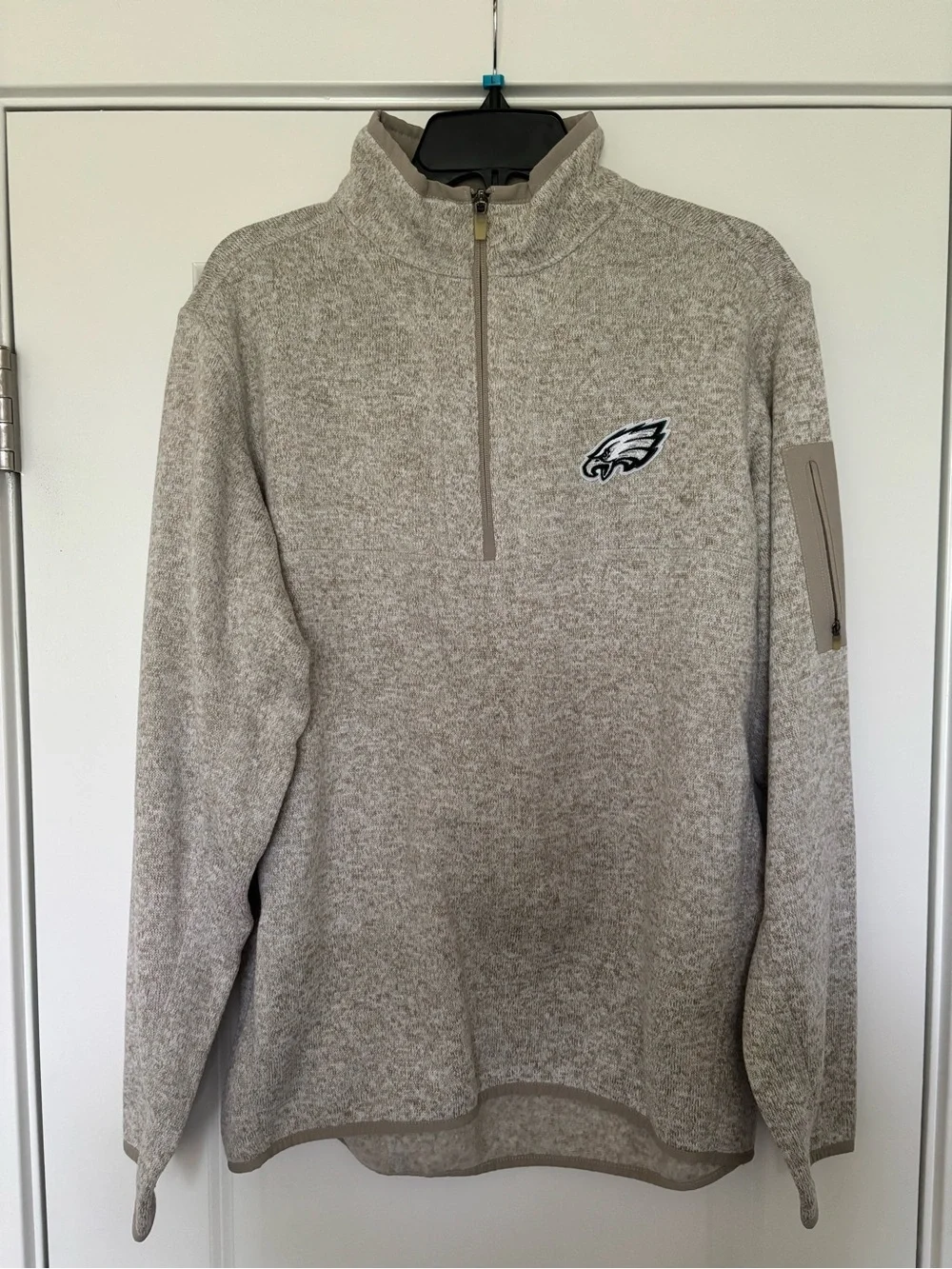 Men's Quarter-Zip Pullover Sweater - Tan with Team Logo